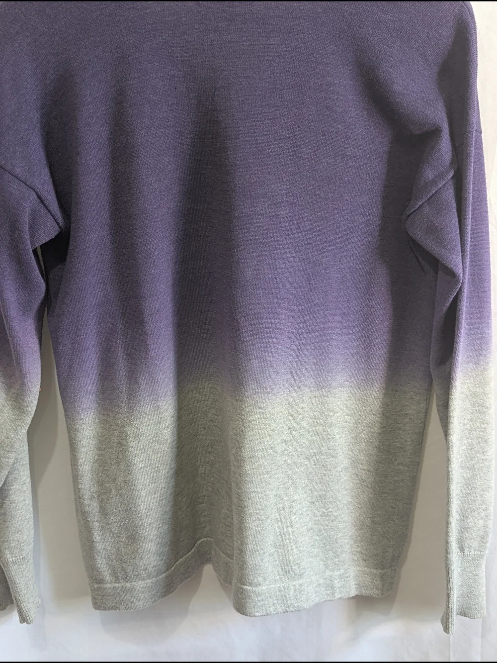 Chaps Ombre V Neck Sweater Purple Gray Knit Pullover Women's Large Soft